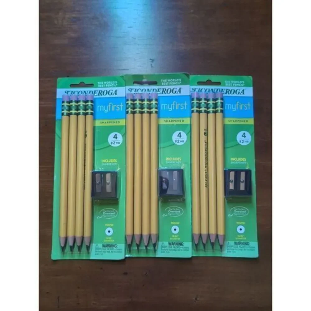 Ticonderoga My First Pencil #2 HB 4 Count W/ Sharpener 33309 LOT OF 3‎ New